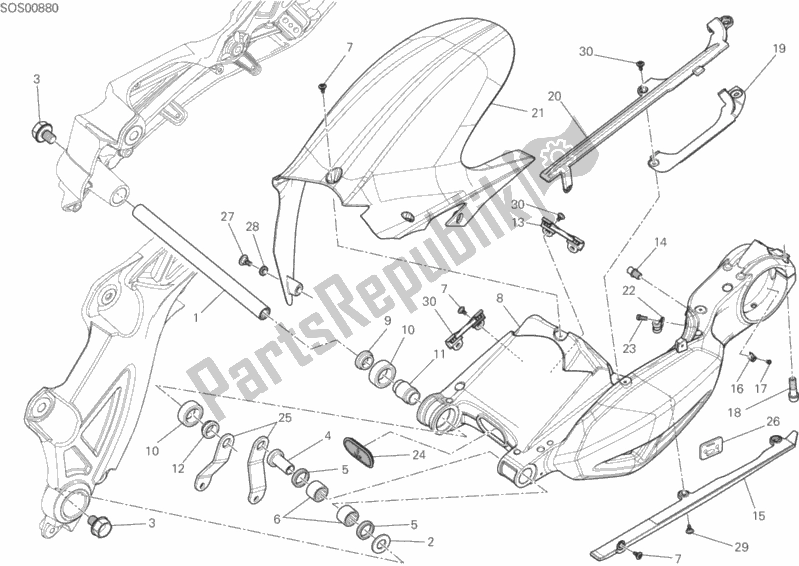 Todas as partes de Braço Oscilante do Ducati Diavel Carbon FL USA 1200 2018